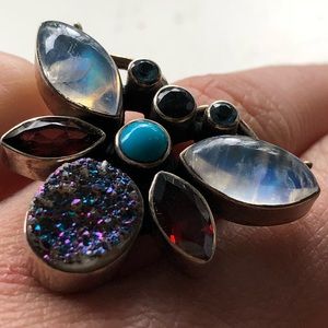 Nicky Butler Moonstone Turquoise Garnet Ri…
